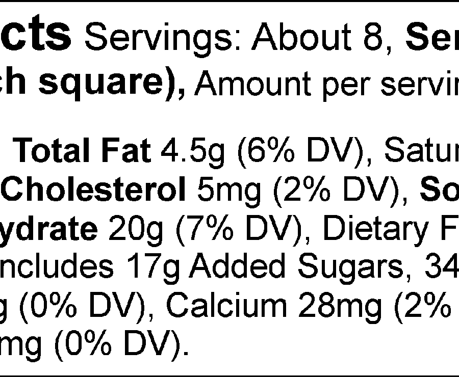 Key Lime Fudge Nutrition Facts