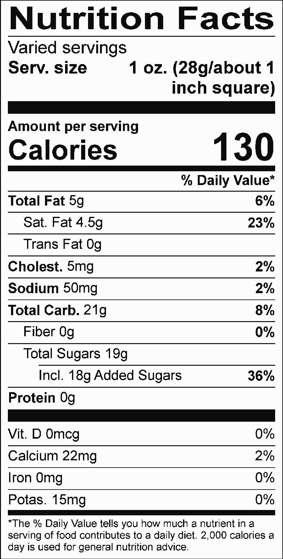 Forest Berry Fudge Nutrition Facts
