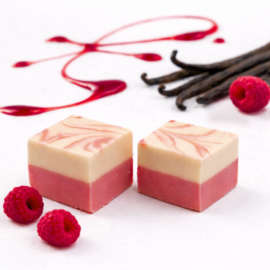 Raspberry Vanilla Swirl Fudge